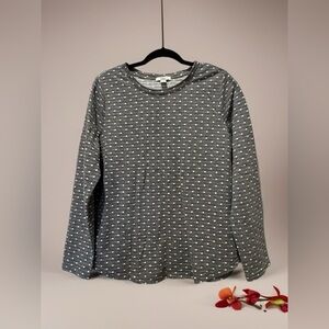 Croft & Barrow Charcoal and White Dotted Long Sleeve Top